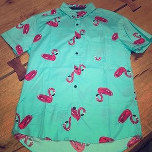 Mens Five Points Retro hawaiian flamingo tshirt S